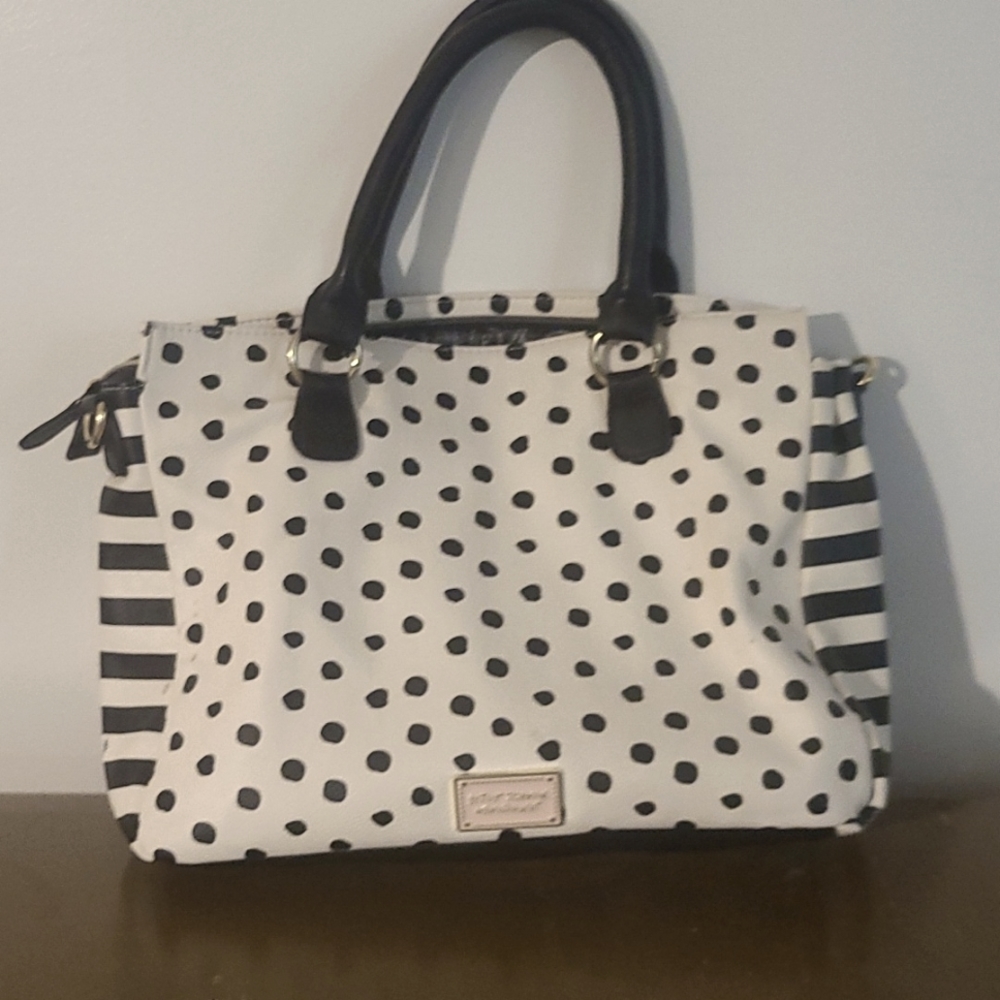 Betsey Johnson polka dot mid size purse
